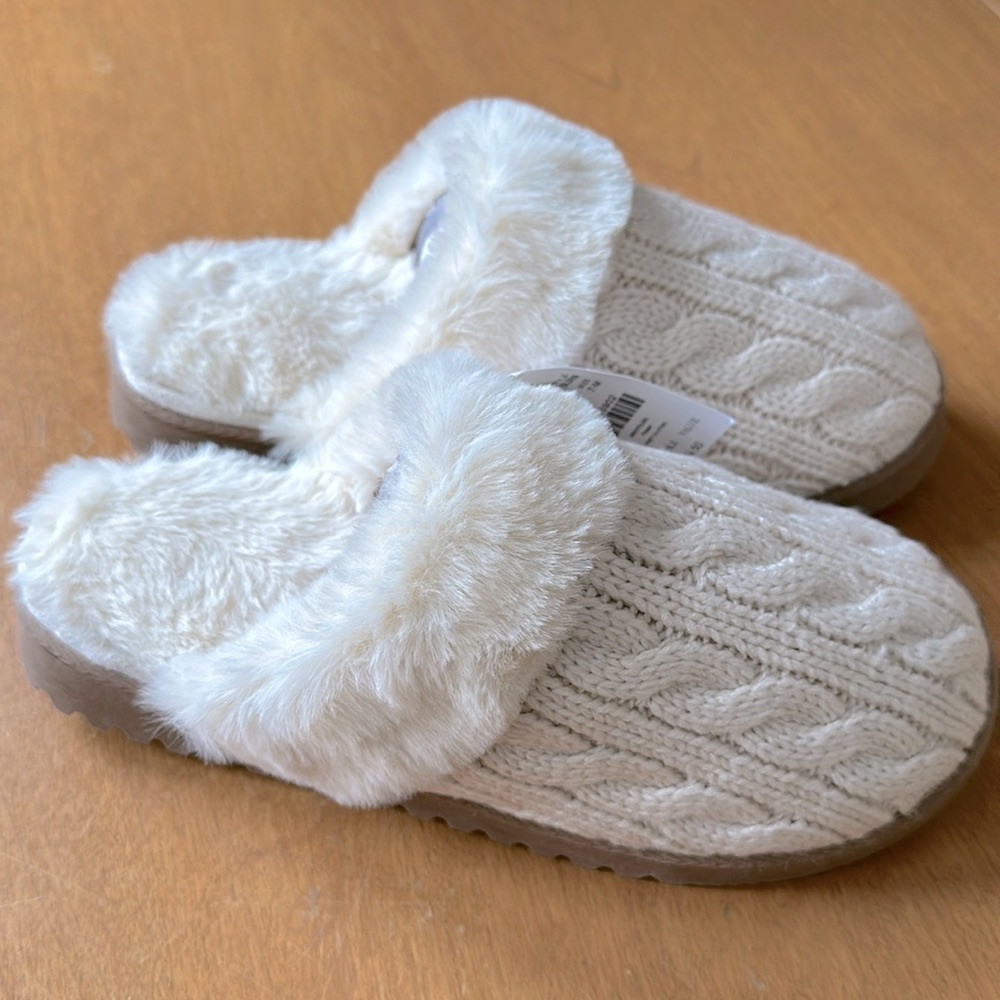 J.Crew Slippers Ivory Cable Knit Slip-On Sz 7M